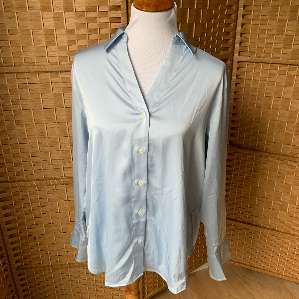 Silky Blue Business Long Sleeve Shirt